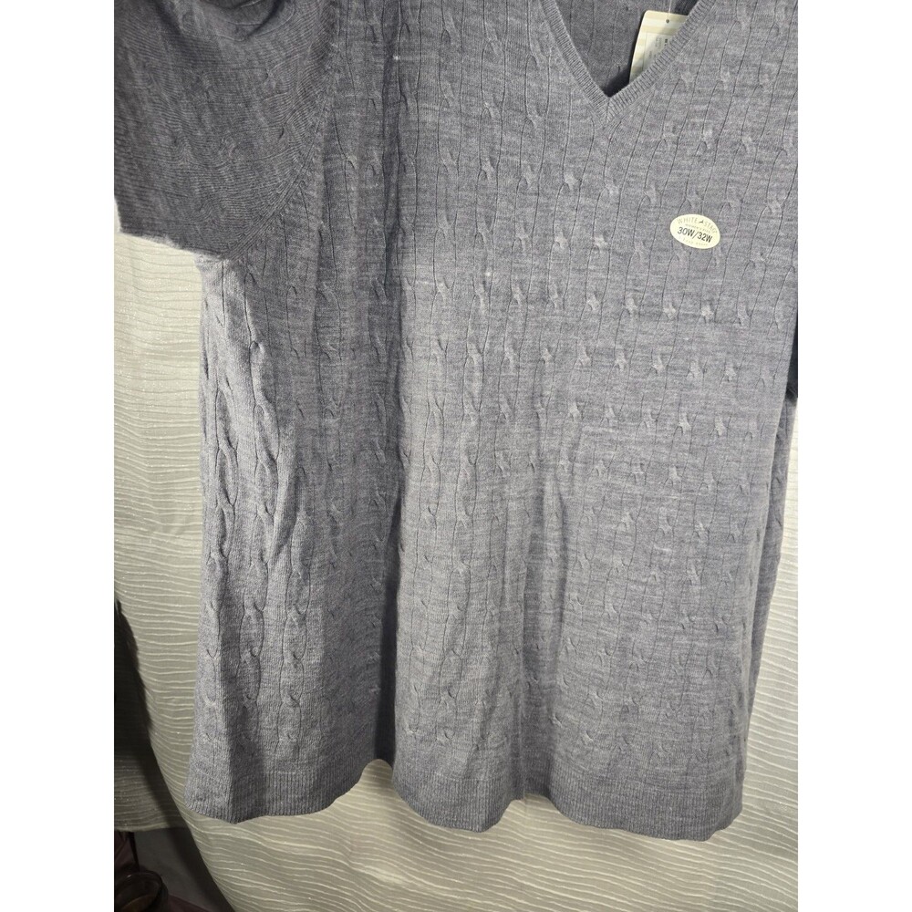 White Stag Shirt Top Womens 30W/32 Gray Cable Knit V Neck Short Sleeve Plus Soft - Picture 4 of 16